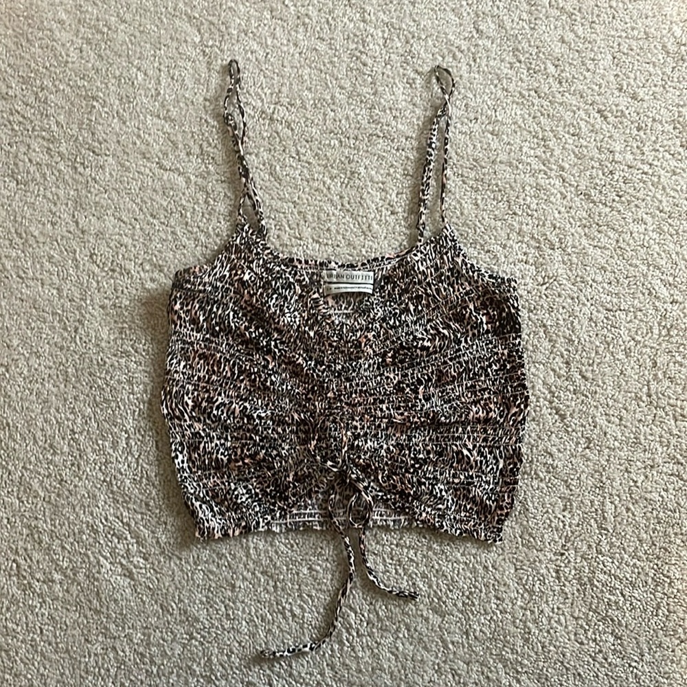 Urban Outfitters Small Leopard V neck rouged tank top
